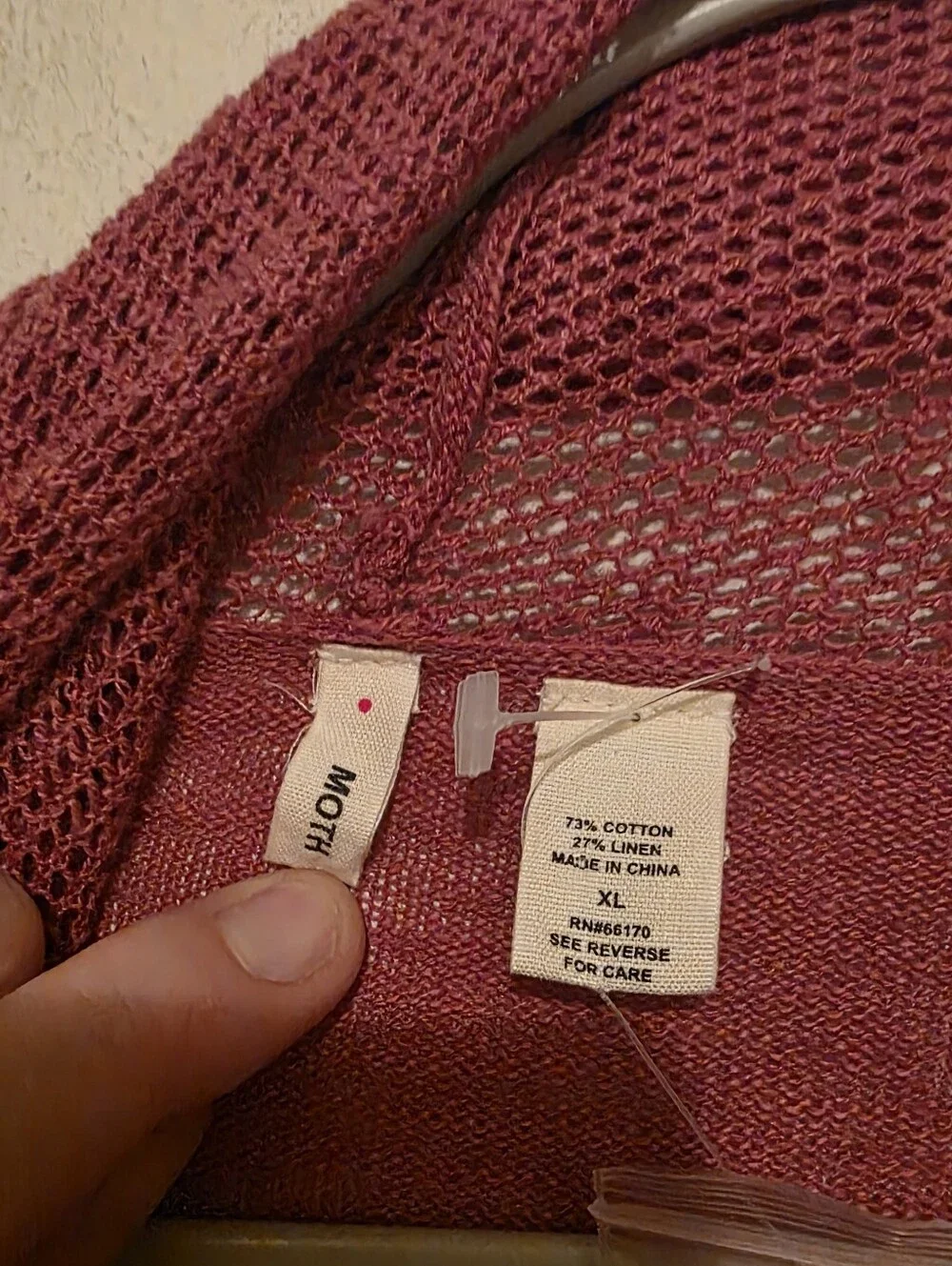 Moth Women’s Pink Open-Front Knit Cardigan Sweater with Draped Pockets Size XL